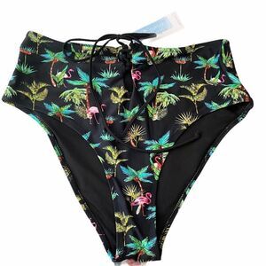 Cupshe New Bikini Bottom Flamingos Palm Trees XL